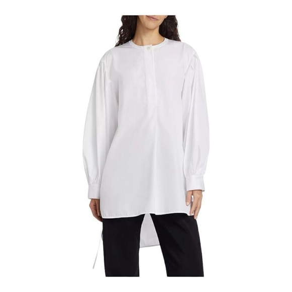 $695 Co White Poplin Tie-Cuff 100% Cotton Tunic Size Small - Picture 6 of 6